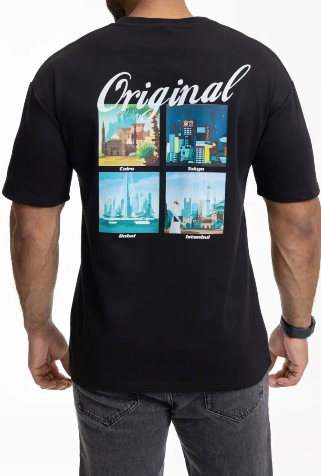 T-shirt 4 Pays - Le Caire, Tokyo, Dubai, Istanbul